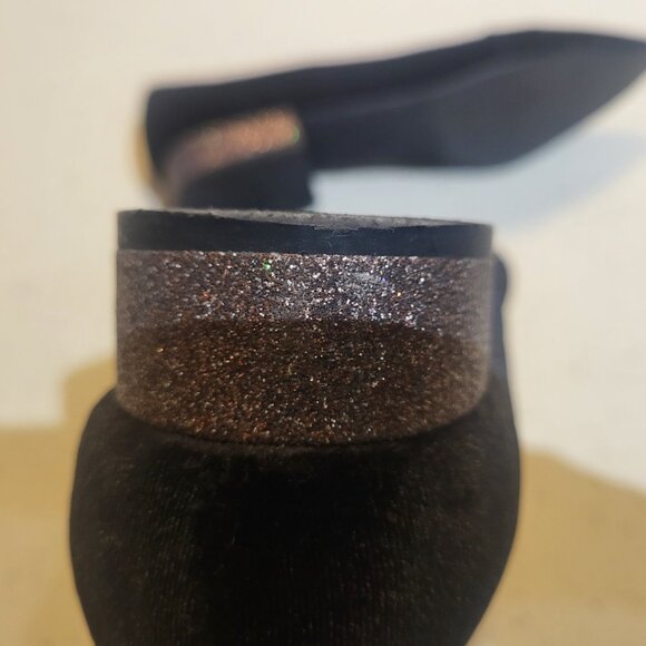 Black Velvet Loafers Ladies Size 8 Cole Haan Marlee Skimmer Flats - Picture 6 of 12